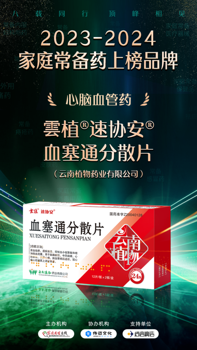 雲植®速协安®血塞通分散片入围“2023-2024家庭常备药”榜单(图3)